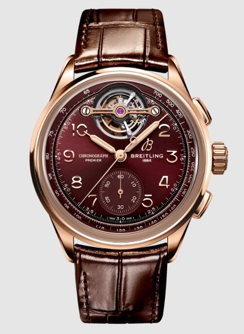 Replica Breitling Premier Heritage B21 Chronograph Tourbillon Red Gold RB21202A1K1P1 Watch